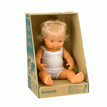 Miniland Caucasion Baby Girl 38cm Doll
