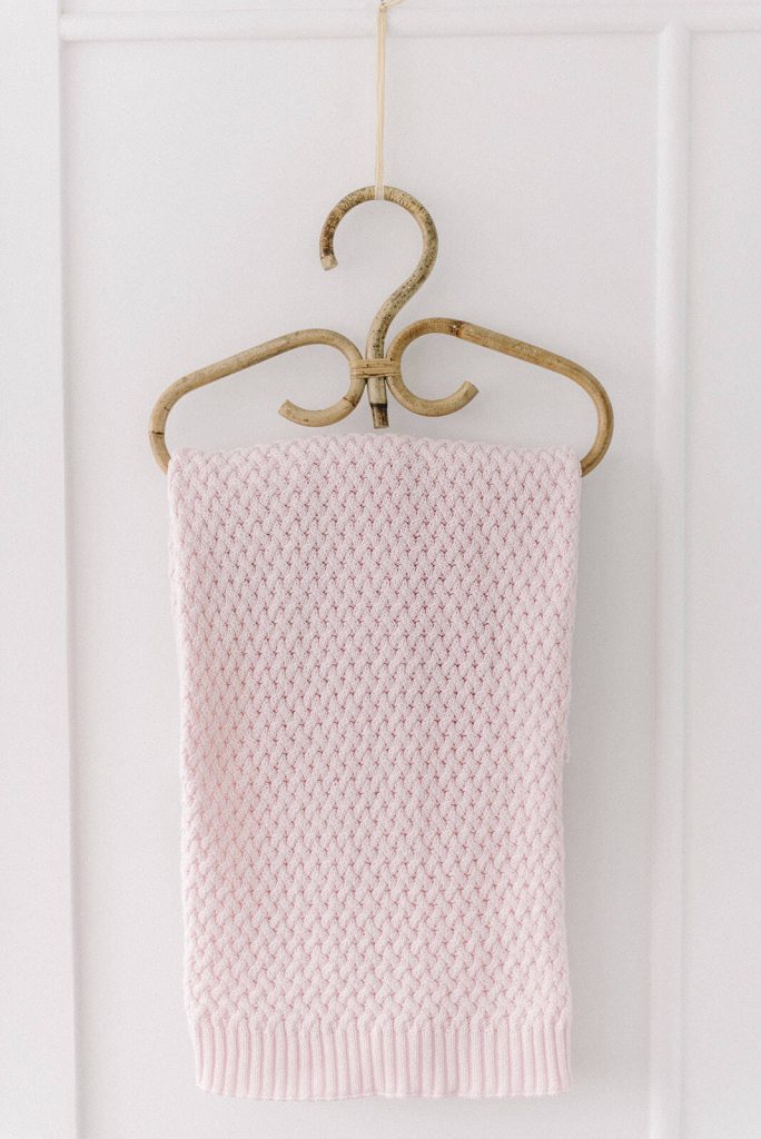 Bubble Knit Spot Stroller Blanket - Blush