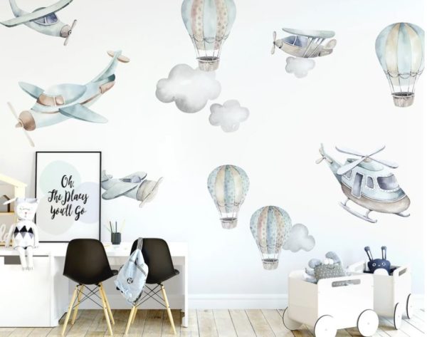 The Ginger Monkey Flying High Full Decal Set from Babyroad for a travel inspired nursery.
