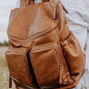 Oioi Faux Leather Nappy Backpack Tan