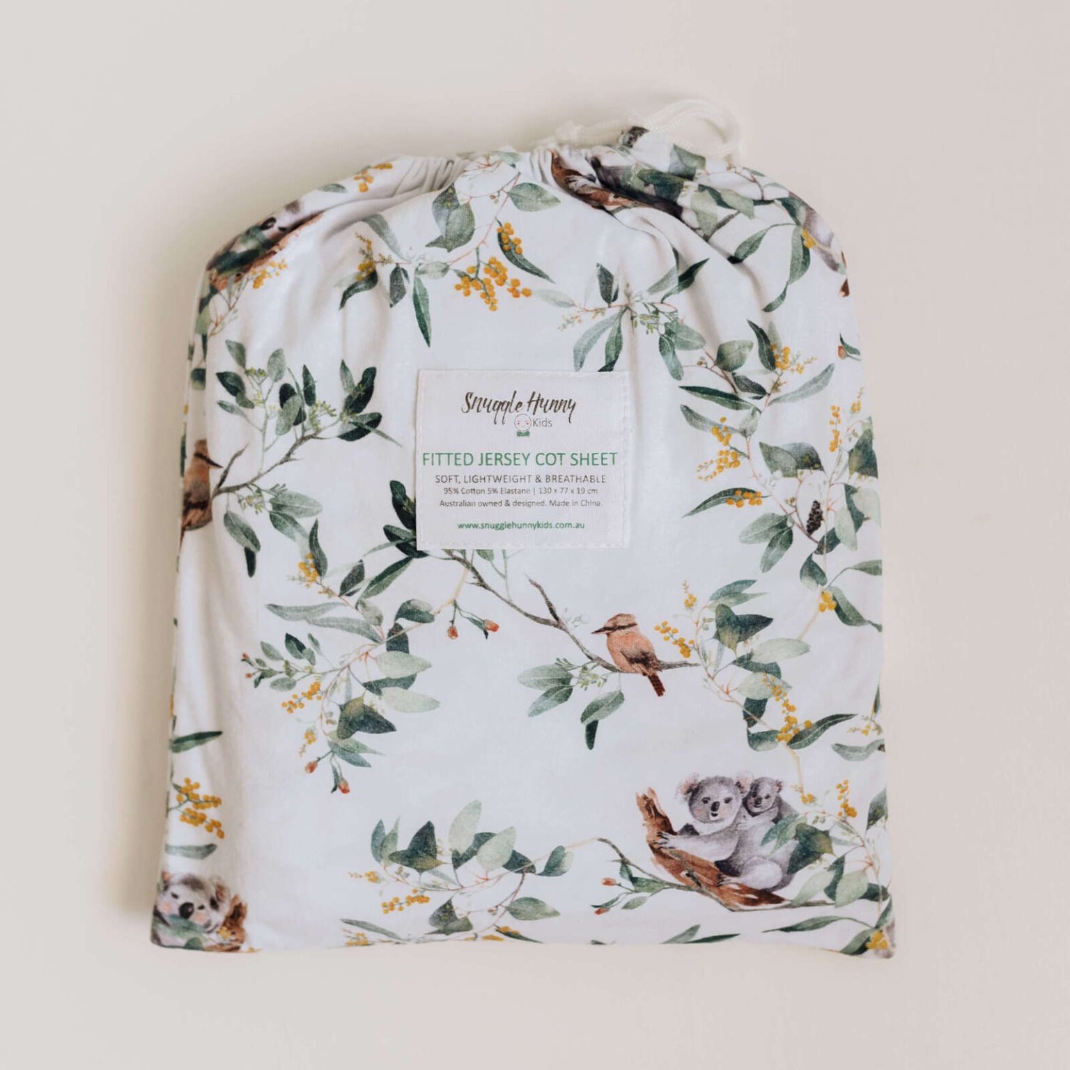 Snuggle Hunny Kids Fitted Cot Sheet Eucalypt Babyroad