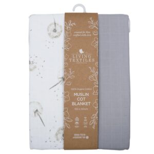 Living Textiles Organic Muslin Cot Blanket Dandelion/Grey