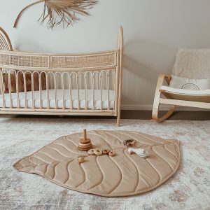 3 Little Crowns Vegan Leather Quilted Playmat Leaf Nude