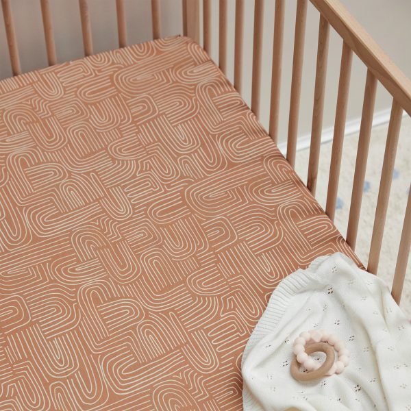 Mulberry Threads Bamboo Jersey Cot Fitted Sheet Clay Arches