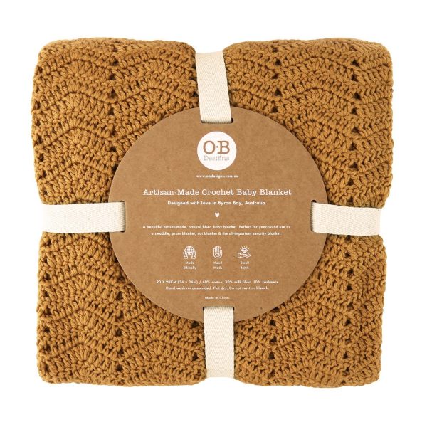 OB Designs Crochet Blanket Turmeric