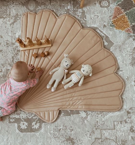 3 Little Crowns Vegan Leather Quilted Playmat Clam Shell Nude