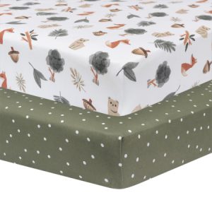 Living Textiles 2pk Cot Fitted Sheets Forest Retreat