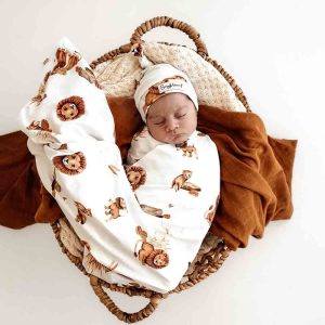 Snuggle Hunny Kids Jersey Wrap & Beanie Set Roar