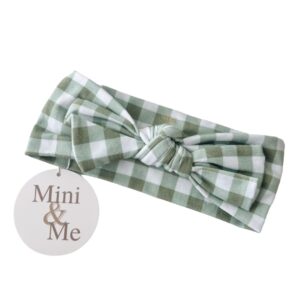Mini & Me Topknot Headband Forest Gingham