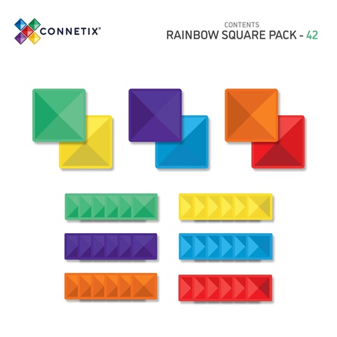 Connetix 42 Piece Square Pack Rainbow 3 Connetix 42 Piece Square Pack Rainbow