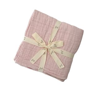 Mini & Me Organic Cotton Muslin Blanket Pink_ Mini & Me Dreamy Muslin Blanket Pink