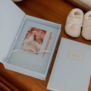 Truly Amor Bebé Baby Book With Keepsake Box And Pen Baby Blue