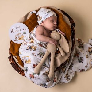 Snuggle Hunny Kids Organic Muslin Wrap Diggers & Tractors