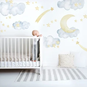 Ginger Monkey Blue Clouds, Stars & Moon Decals Ginger Monkey Blue Clouds, Stars & Moon Decals