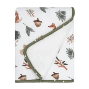 Living Textiles Jersey Sherpa Pram Blanket Forest Retreat