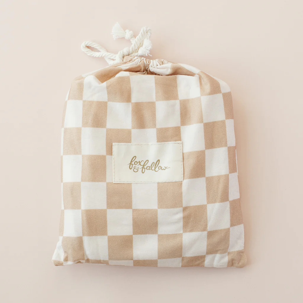 Fox & Fallow Organic Fitted Cot Sheet Caramel Check Fox & Fallow Organic Fitted Cot Sheet Caramel Check
