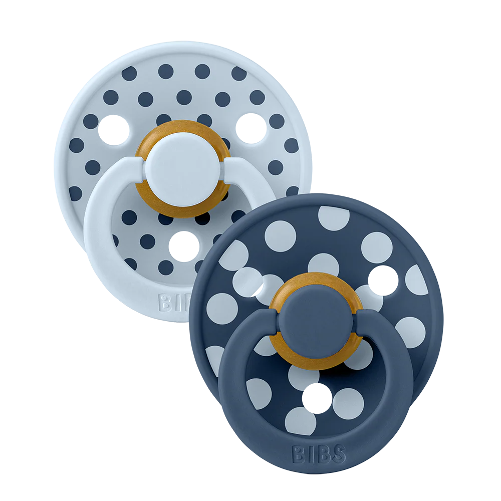 Baby Blue- Steel Blue BIBS Studio Collection Polka Pacifier Size 1 - 2 Pack - Image 4