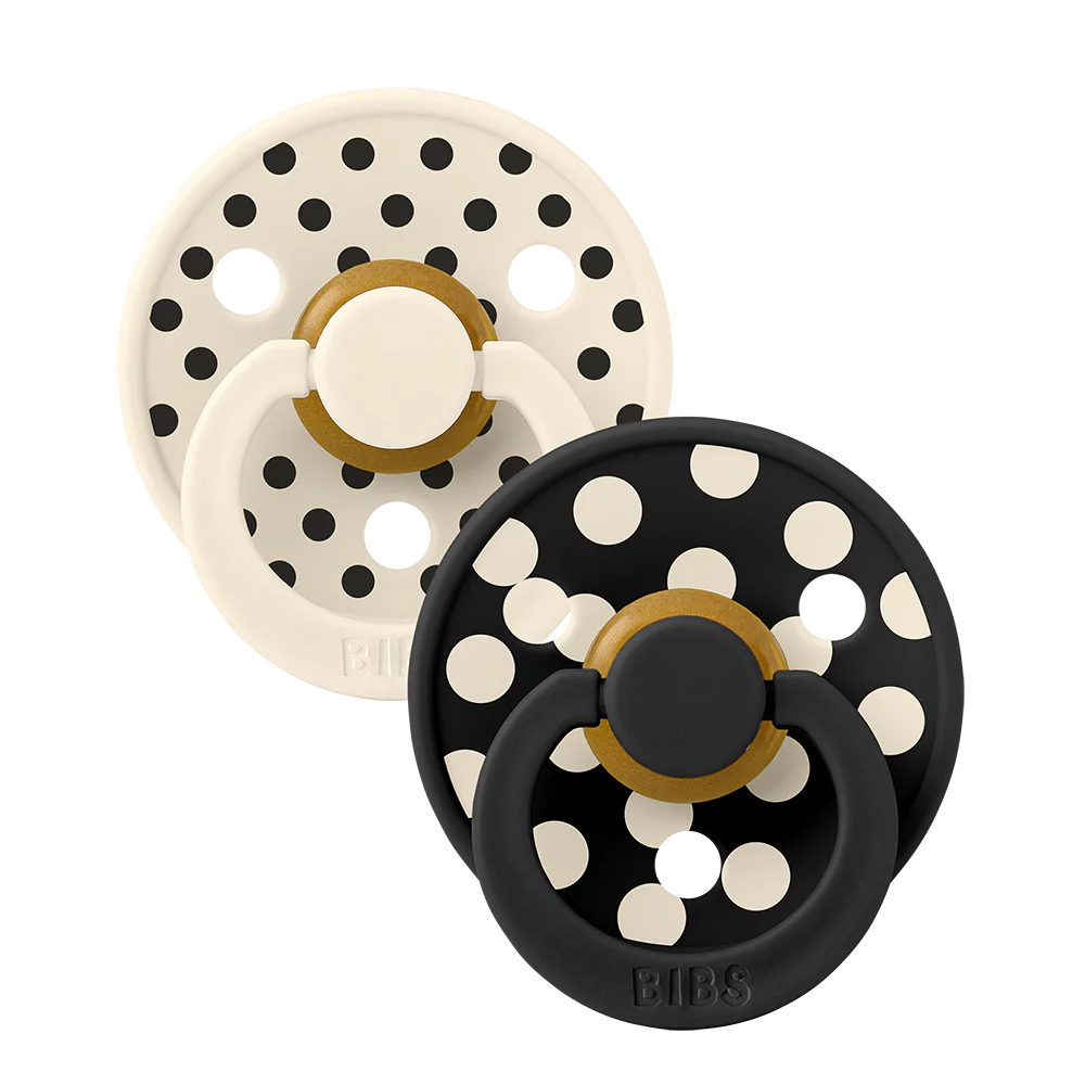Ivory-Black BIBS Studio Collection Polka Pacifier Size 1 - 2 Pack - Image 5
