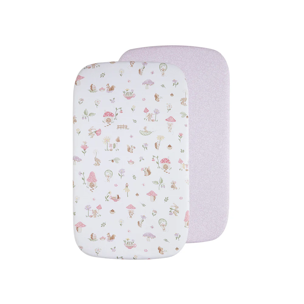 Living Textiles Organic Bassinet Fitted Sheet 2 Pack Whimsical Wonderland Living Textiles Organic Bedside Sleeper Fitted Sheet 2 Pack - Whimsical Wonderland