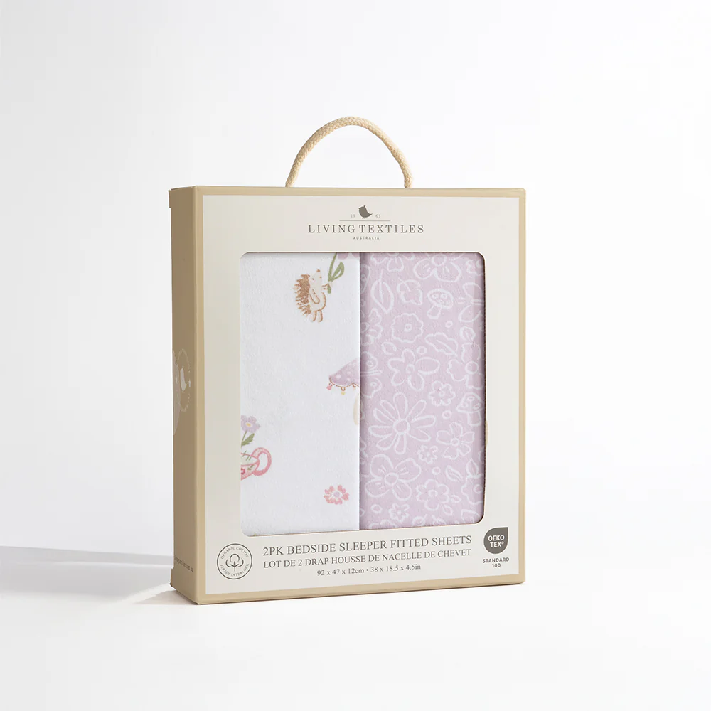 Living Textiles Organic Bedside Sleeper Fitted Sheet 2 Pack - Whimsical Wonderland1 Living Textiles Organic Bedside Sleeper Fitted Sheet 2 Pack - Whimsical Wonderland - Image 2