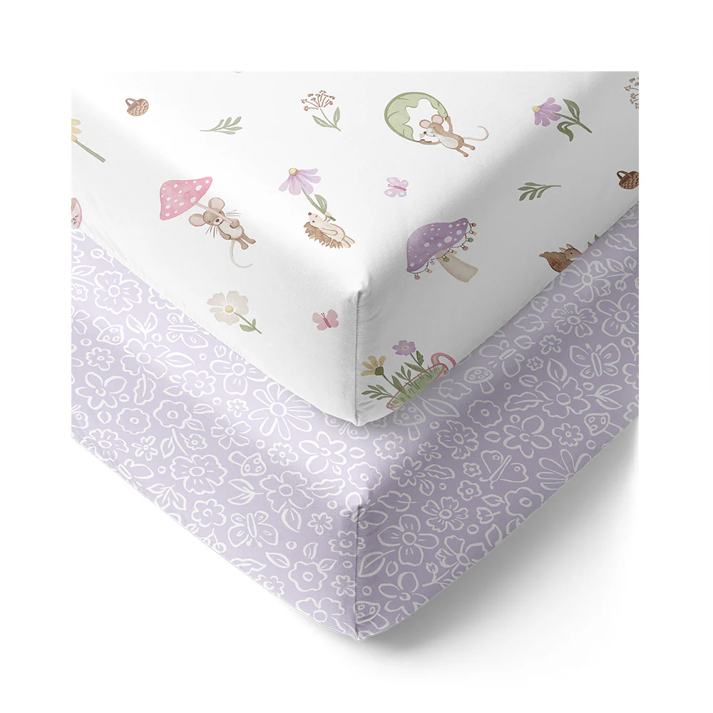 Living Textiles Organic Cot Fitted Sheet 2 Pack Whimsical Wonderland Living Textiles 2pk Cot Fitted Sheets Whimsical Wonderland