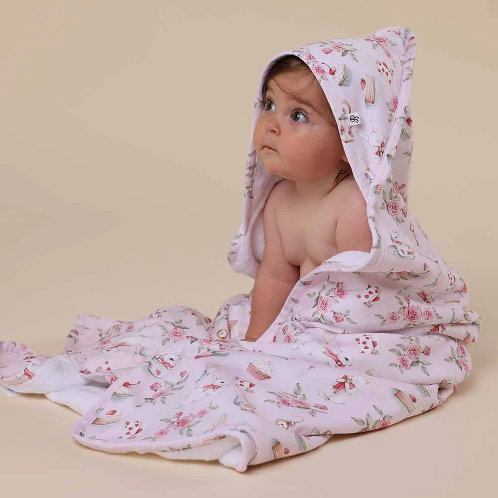 Snuggle Hunny Alice’s Tea Party Organic Hooded Baby Towel Snuggle Hunny Alice’s Tea Party Organic Hooded Baby Towel