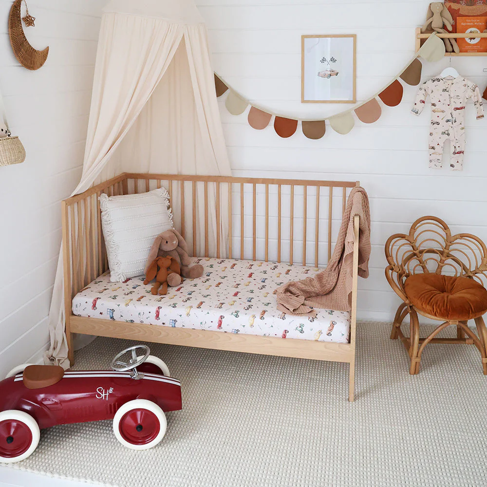 Snuggle Hunny Kids Vintage Cars Organic Fitted Cot Sheet1 Snuggle Hunny Kids Vintage Cars Organic Fitted Cot Sheet - Image 2