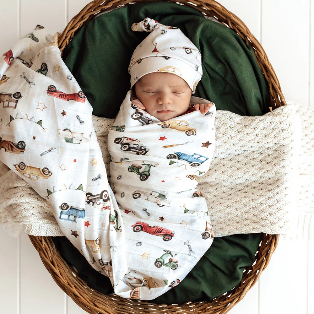 Snuggle Hunny Kids Vintage Cars Organic Muslin Wrap Snuggle Hunny Kids Vintage Cars Organic Muslin Wrap