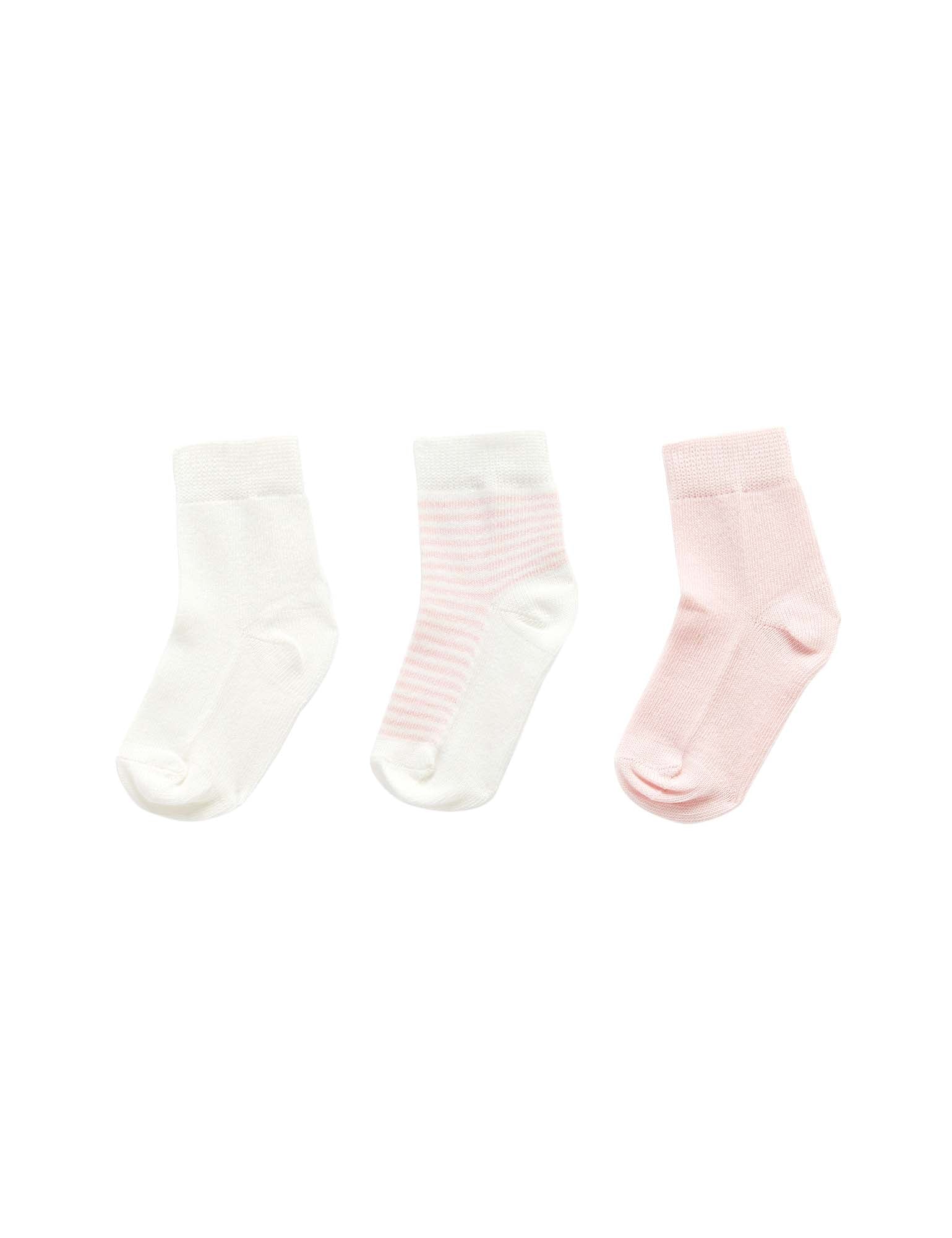 Purebaby Essential 3 Pack Socks Pink Purebaby Essential 3 Pack Socks Pink