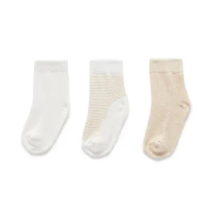 Purebaby Essential 3 Pack Socks Wheat Vanilla Purebaby Essential 3 Pack Socks Wheat Vanilla