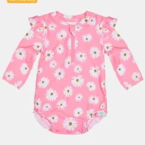 Toshi Swim Onesie Long Sleeve Ripple Daisy Watermelon