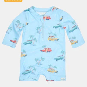 Toshi Swim Onesie Long Sleeve Ripple Swell Seekers Sky