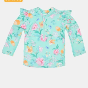 Toshi Swim Rashie Long Sleeve Ripple Waratah Mint