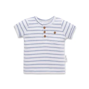 Aster & Oak Blue Stripe Rib Henley Top Aster & Oak Blue Stripe Rib Henley Top