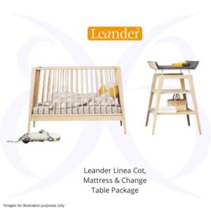 Lean LCMTCP Leander Linea Cot, Mattress & Change Table Package