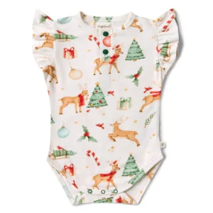 Snuggle Hunny Prancer & Friends Short Sleeve Organic Bodysuit with Frill. Snuggle Hunny Prancer & Friends Short Sleeve Organic Bodysuit with Frill