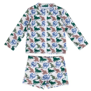 T-Rex UPF50+ Swimming Suit Acorn T-Rex UPF50+ Zip Rashie Top And Shorts Set