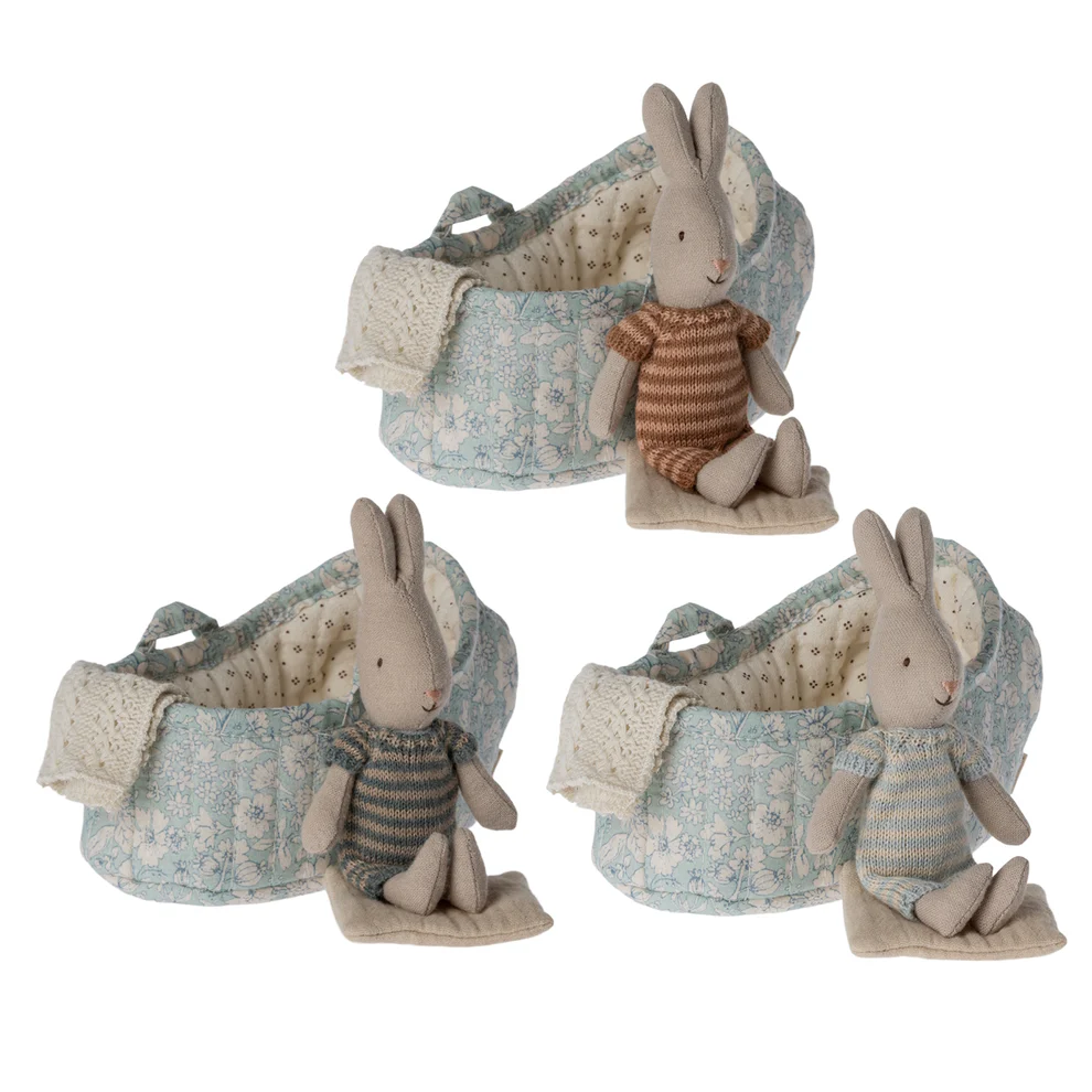 Maileg Rabbit in Carry Cot Micro Assorted Maileg Rabbit in Carry Cot Micro Assorted