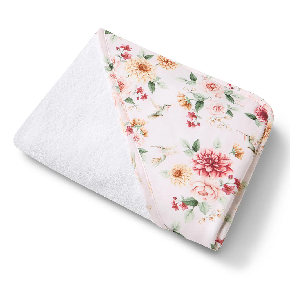 Snuggle Hunny Birds & Blooms Organic Hooded Baby Towel1 Snuggle Hunny Birds & Blooms Organic Hooded Baby Towel - Image 2