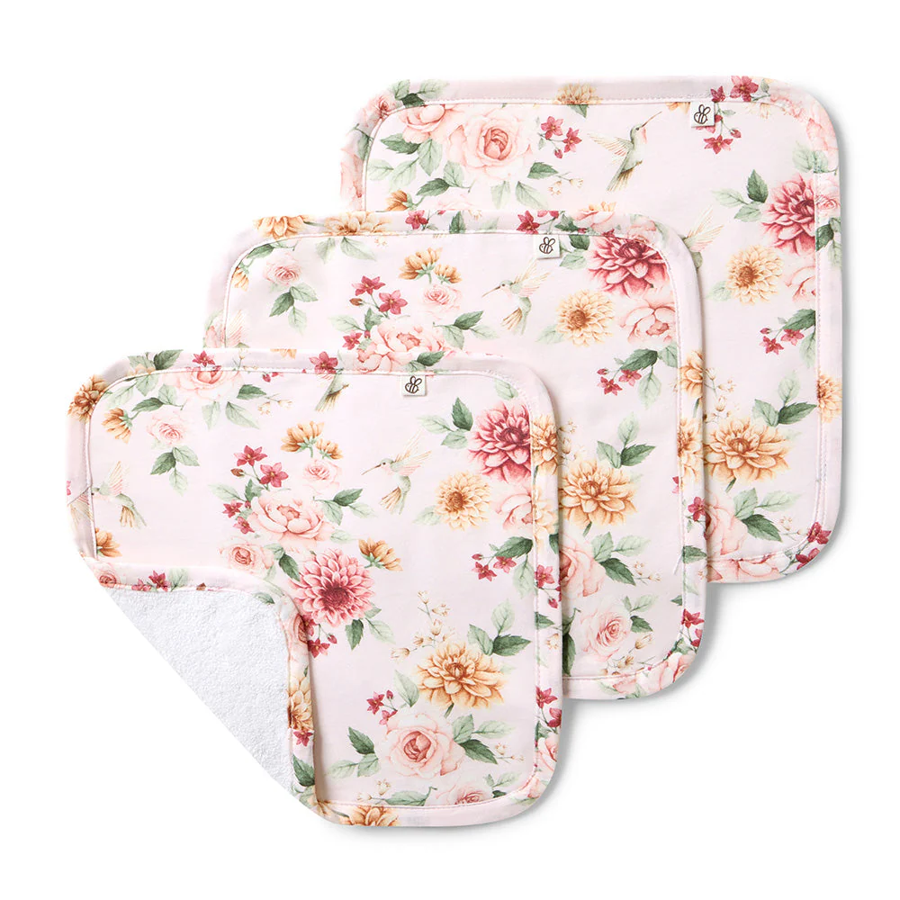 Snuggle Hunny Birds & Blooms Organic Wash Cloths 3 Pk Snuggle Hunny Birds & Blooms Organic Wash Cloths 3 Pk
