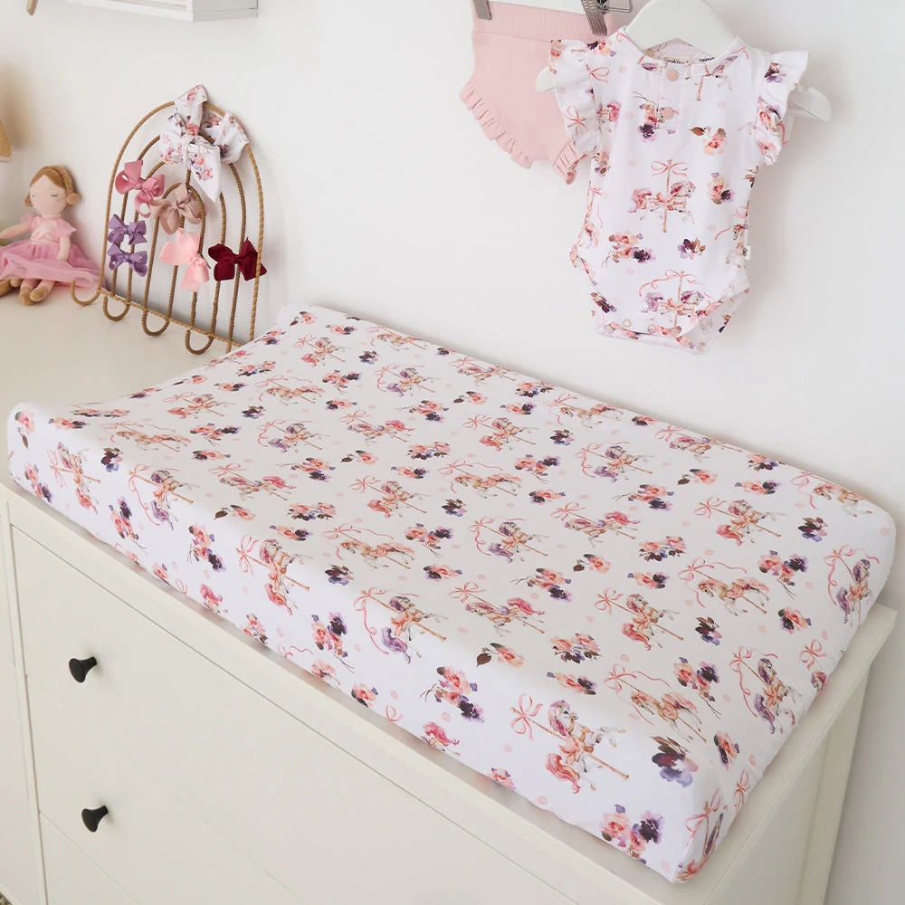 Snuggle Hunny Kids Carousel Organic Bassinet Sheet Change Pad Cover 1 Snuggle Hunny Kids Carousel Organic Bassinet Sheet Change Pad Cover - Image 3