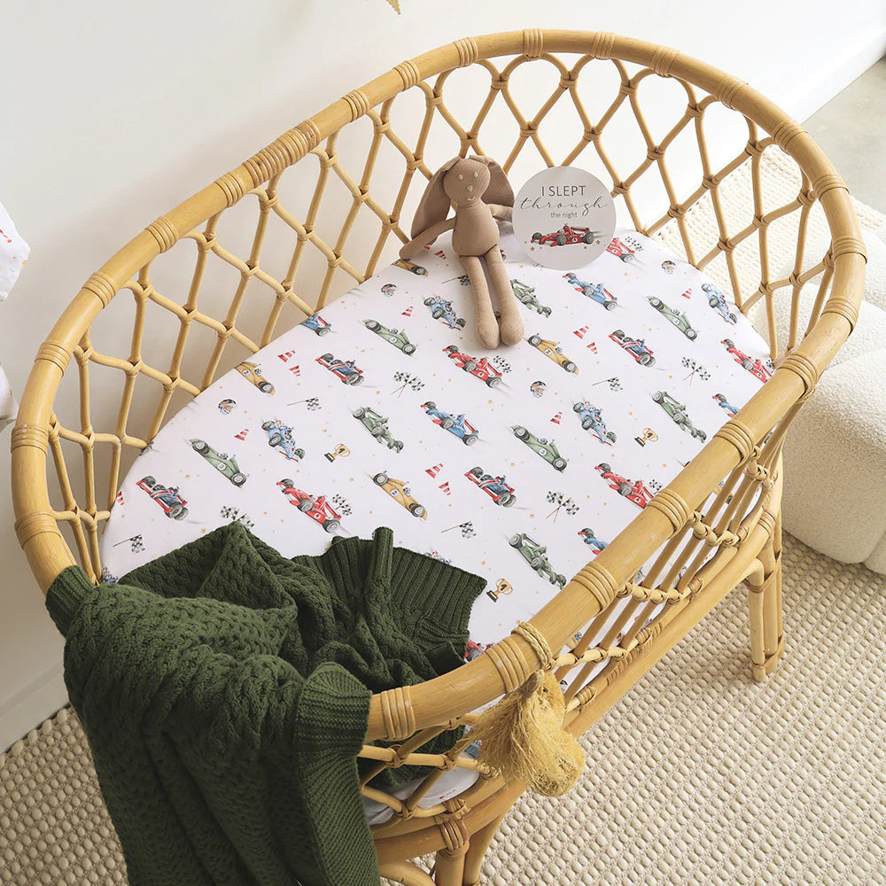 Snuggle Hunny Kids Little Racers Organic Bassinet Sheet Change Pad Cover Snuggle Hunny Kids Little Racers Organic Bassinet Sheet Change Pad Cover - Image 3