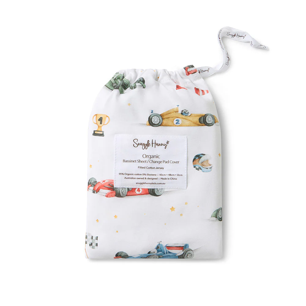 Snuggle Hunny Kids Little Racers Organic Bassinet Sheet Change Pad Cover1 Snuggle Hunny Kids Little Racers Organic Bassinet Sheet Change Pad Cover