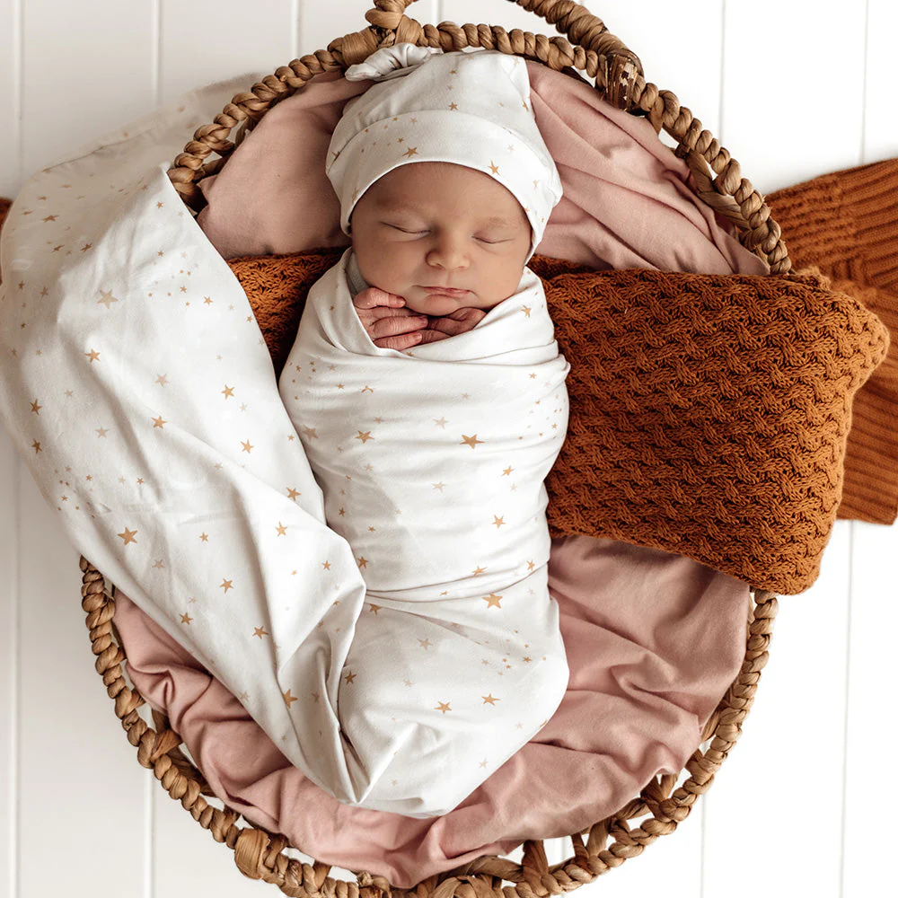 Snuggle Hunny Kids Stardust Organic Jersey Wrap & Beanie Set Snuggle Hunny Kids Stardust Organic Jersey Wrap & Beanie Set