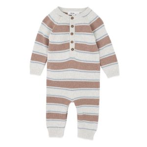 Bebe Alvin Stripe Organic Knitted Romper