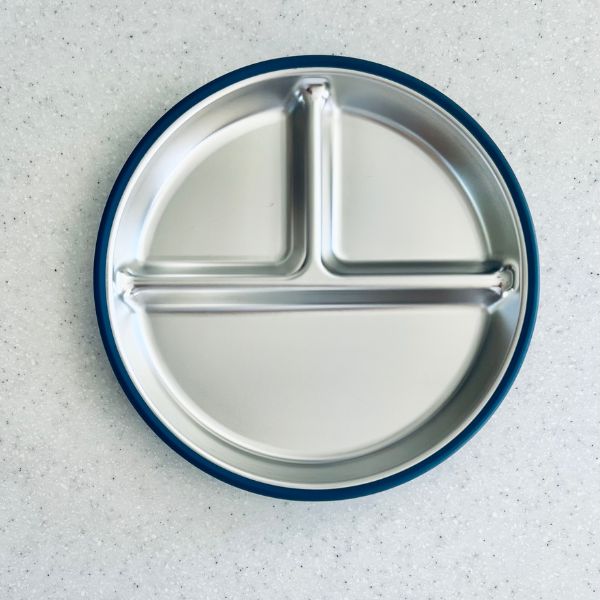 Cuddle Bug & Co Stainless Steel Plate with Suction Blueberry Cuddle Bug & Co Stainless Steel Plate with Suction Blueberry