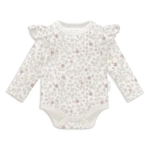 Hand-illustrated all over floral print Premium YKK snap buttons for quick and easy changes Beautiful and delicate ruffles to shoulders 100% GOTS-certified organic cotton & natural dyes Certification #USB008294 Australian owned & designed Ethically & sustainably made in our GOTS-certified factory in India