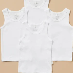 Purebaby 4pk White Rib Singlet