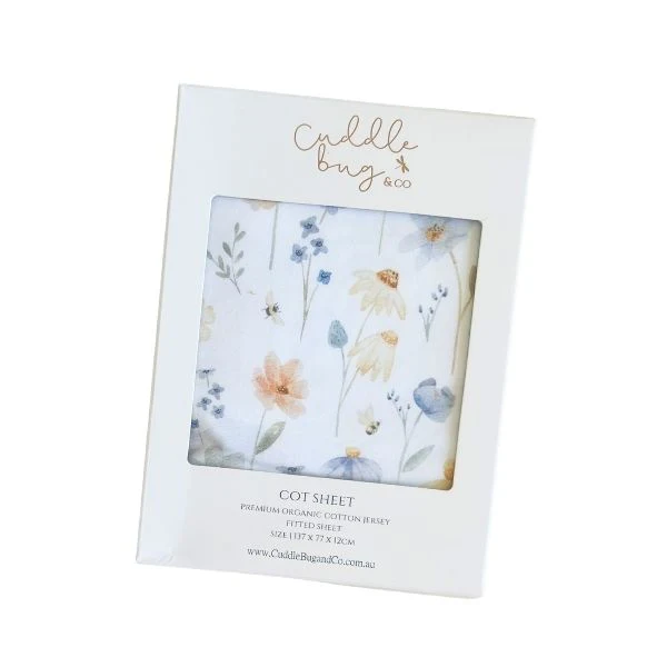 Cuddle Bug & Co Organic Fitted Cot Sheet Meadow3 Cuddle Bug & Co Organic Fitted Cot Sheet Meadow - Image 3