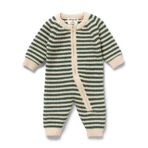 Wilson & Frenchy Clover Organic Knitted Stripe Growsuit